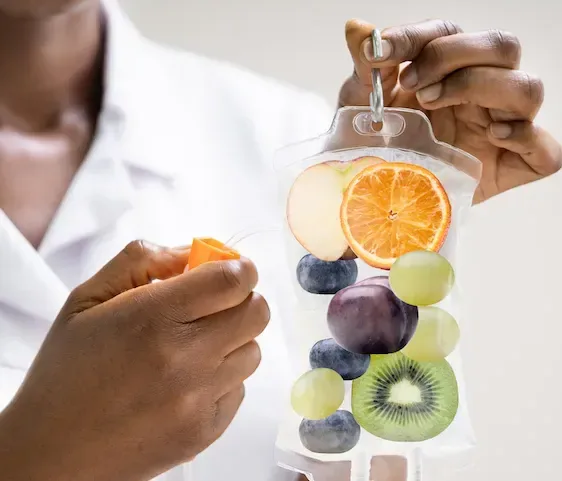 IV vitamin drip with fresh fruit