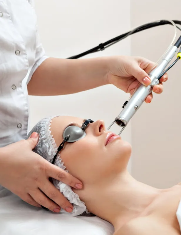 Laser treatment with protective eyewear