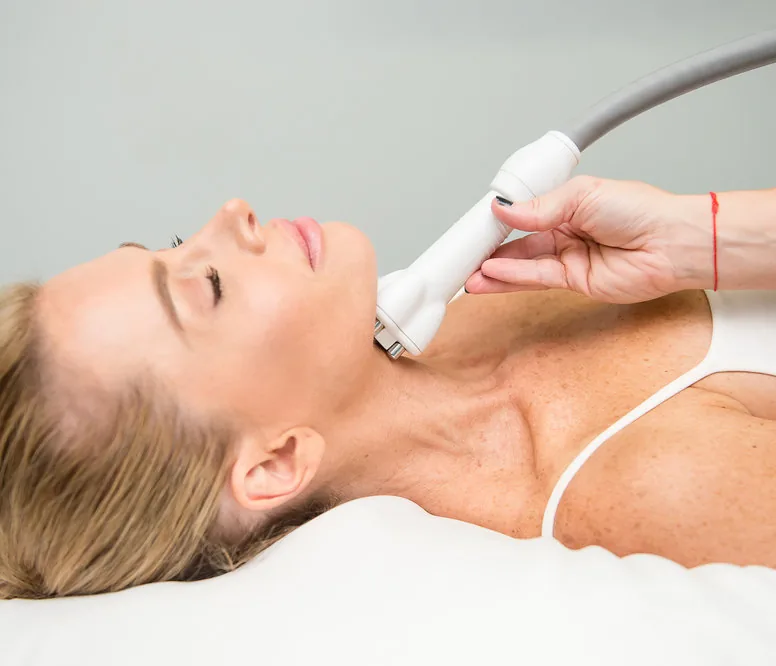 Radiofrequency skin tightening on the neck